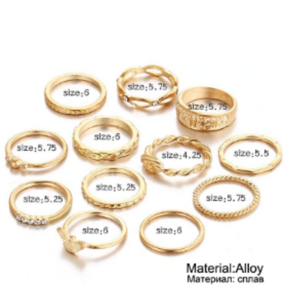 Bohemian Gold Stackable 12 Ring Set - Picture 6 of 8